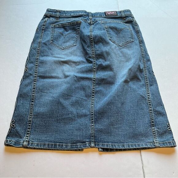 Women's Bubblegum Faded Blue Jean Pencil Skirt Size 12 - Picture 2 of 10